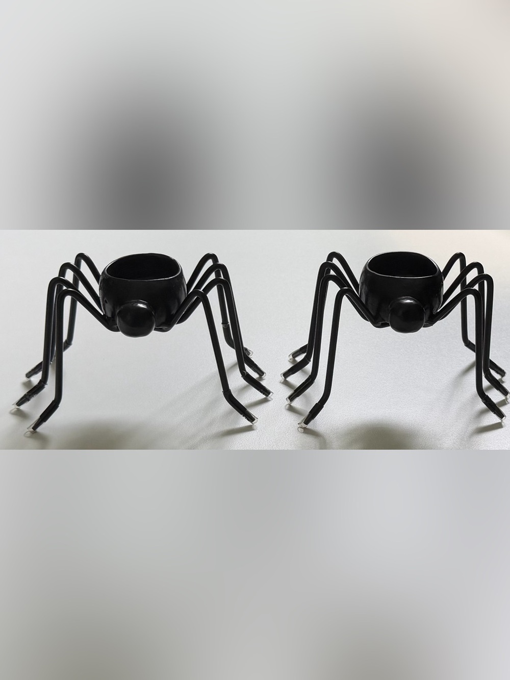 Set 2 POTTERY BARN Spider Halloween Black Candle Holders Black Tea Light RETIRED